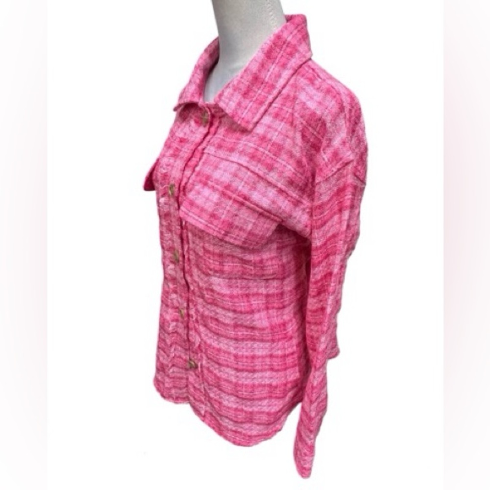 And the Why Pink Long Sleeve Tweed Button Up Shirt / Size: Large / Item# 1-26394 - Picture 3 of 7